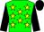 Green, yellow stars, black sleeves, black cap