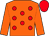 orange, red spots, orange sleeves, red cap