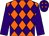 Orange & purple diamonds, purple sleeves, purple cap, orange diamonds