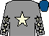 Grey, beige star, grey sleeves, beige stars, royal blue cap