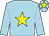 Light blue, yellow star and star on cap