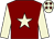 Maroon, beige star and sleeves, beige cap, maroon stars