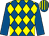 Royal blue & yellow diamonds, royal blue sleeves, striped cap