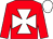 Red, white maltese cross, white cap