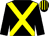 Black, yellow cross sashes, striped cap