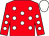 Red, white spots, white cap