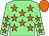 Light green, orange stars, orange cap