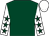 Dark green, white sleeves, dark green stars, white cap