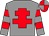 Grey, red cross of lorraine, hooped sleeves, quartered cap