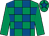Emerald green and royal blue check, emerald green sleeves, emerald green cap, royal blue star