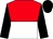 red and white halved horizontally, black sleeves, black cap