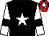 Black, white star, white sleeves, black armlets, red cap, white star