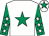 White, emerald green star, emerald green sleeves, white stars, white cap, emerald green star