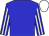 Blue, blue, white striped sleeves, white cap