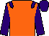 Orange, purple epaulets, sleeves and cap