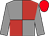 grey and cherry quartered, grey sleeves, red cap