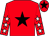 Red, black star, red sleeves, white stars, red cap, black star