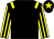 Black, yellow epaulettes, yellow, black striped sleeves, black, yellow star cap