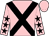 Pink, black cross belts, pink sleeves, black stars