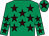 Emerald green, brown stars, emerald green cap, brown star