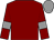 Maroon, grey armlets, grey cap