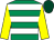 Emerald green & white hoops, yellow sleeves, dark green cap