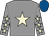 Grey, beige star, grey sleeves, beige stars, royal blue cap