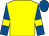 Yellow, royal blue sleeves, yellow armlets, royal blue cap
