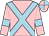 Pink, light blue cross belts and armlets, quartered cap