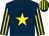 Dark blue, yellow star, dark blue, yellow striped sleeves, dark blue, yellow striped cap