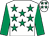 White, emerald green stars, sleeves and stars on cap