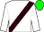 White, brown sash, white sleeves, green cap
