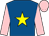 Royal blue, yellow star, pink sleeves & cap