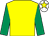 Yellow, emerald green sleeves, white cap, yellow star