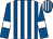 Royal blue and white stripes, royal blue sleeves, white armlets