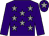 Purple, grey stars, purple sleeves, grey star on cap