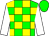 Green, yellow checked, white sleeves, green cap