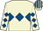 Beige, royal blue triple diamond & diamonds on sleeves, striped cap