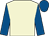 Beige, royal blue sleeves and cap