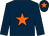 Dark blue, orange star, dark blue sleeves, dark blue, orange star cap