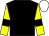 Black, yellow sleeves, black armlets, white cap