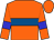 ORANGE, royal blue hoop, orange sleeves, blue armlets, orange cap
