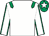 White, emerald green epaulettes, emerald green seams on sleeves, emerald green cap, white star