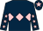 Dark blue, pink triple diamond, dark blue sleeves, pink stars, dark blue cap, pink star