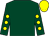 Dark green, yellow spots on sleeves, yellow cap