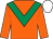 Orange, emerald green chevron, white cap