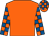 Orange, orange and royal blue check sleeves and cap