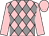 Pink & grey diamonds, pink sleeves & cap