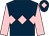 Dark blue, pink triple diamond, pink sleeves, dark blue cap, pink diamond