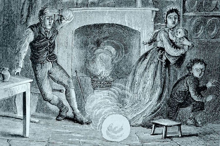 Огненная сфера спустилась в дом. Картина 1886 г. Источник: https://commons.wikimedia.org